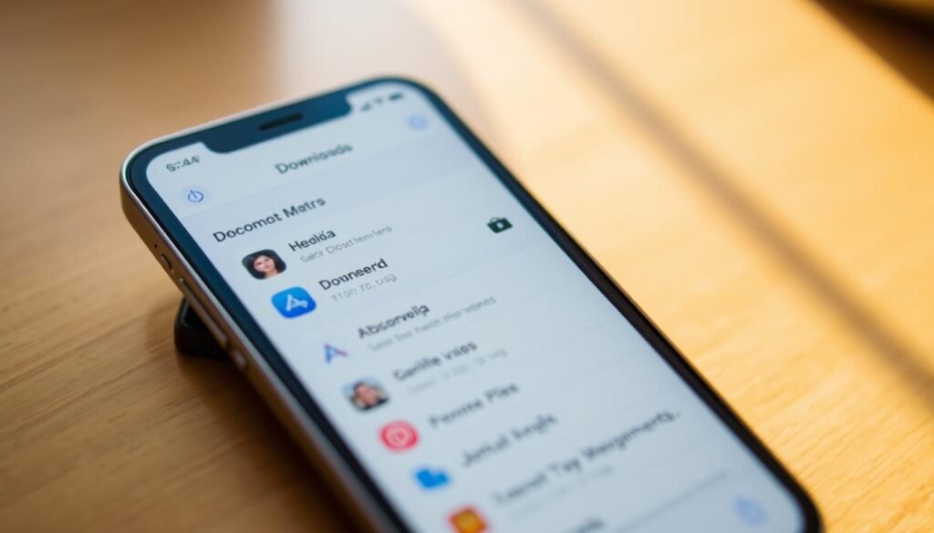 Safari downloads, a digital trove on your iPhone's screen. In the foreground, a smartphone displays the Safari browser's downloads interface, with sleek icons and intuitive navigation. The middle ground showcases a range of file types, from documents to media, neatly organized and easily accessible. The background blurs softly, highlighting the device's pristine and minimalist design. Warm, natural lighting bathes the scene, evoking a sense of productivity and ease. The image conveys the seamless integration of Safari's download management, empowering users to effortlessly manage their digital assets on the go.